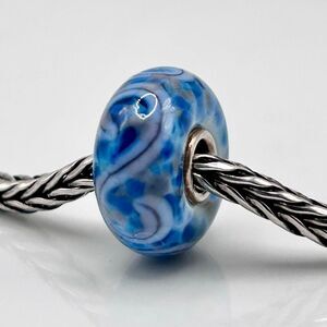 Summersday Artisan Trollbeads Style Trollstone Blue Pink White Confetti Swirl